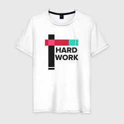 Футболка хлопковая мужская Hard work, цвет: белый