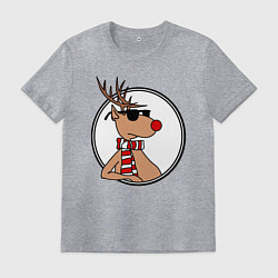 Футболка хлопковая мужская Олень Хипстер, цвет: меланж