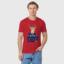 Футболка хлопковая мужская Hipster Deer, цвет: красный — фото 2
