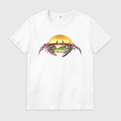 Футболка хлопковая мужская Краб-бургер, цвет: белый
