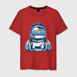 Футболка хлопковая мужская Астронавт Аквариум, цвет: красный