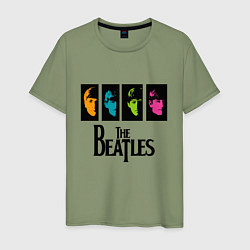 Футболка хлопковая мужская Всемирный день The Beatles, цвет: авокадо