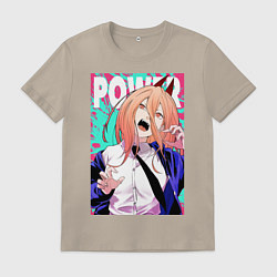 Футболка хлопковая мужская POWER CHAINSAW MAN ANIME, цвет: миндальный