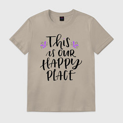Футболка хлопковая мужская Happy Place, цвет: миндальный