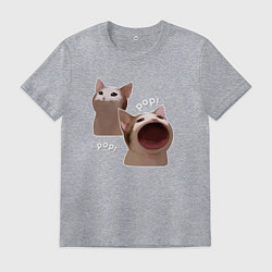 Футболка хлопковая мужская Cat Pop - Мем, цвет: меланж