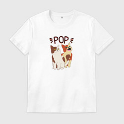 Футболка хлопковая мужская Pop Cat, цвет: белый