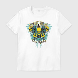 Футболка хлопковая мужская Skull, цвет: белый