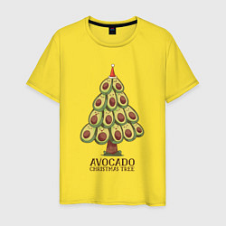 Футболка хлопковая мужская Avocado Christmas Tree, цвет: желтый