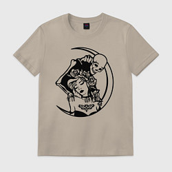 Футболка хлопковая мужская Девушка и скелет, цвет: миндальный