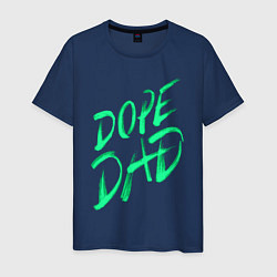 Футболка хлопковая мужская Dope Dad текст кистью, цвет: тёмно-синий
