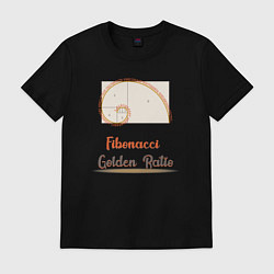 Футболка хлопковая мужская Fibonacci Золотое сечение, цвет: черный