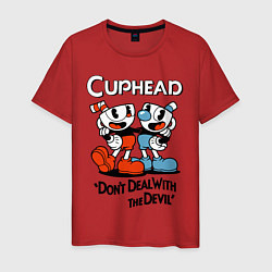 Футболка хлопковая мужская Cuphead, Dont deal with devil, цвет: красный