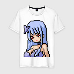 Футболка хлопковая мужская Pixel art anime girl, цвет: белый