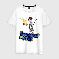 Футболка хлопковая мужская Shaman king, цвет: белый