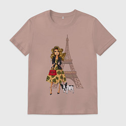 Футболка хлопковая мужская Париж, цвет: пыльно-розовый