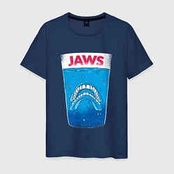 Футболка хлопковая мужская Jaws Челюсти - Прикол, цвет: тёмно-синий