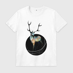 Футболка хлопковая мужская Олень, цвет: белый