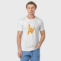 Футболка хлопковая мужская Protoss logo Orange, цвет: белый — фото 2