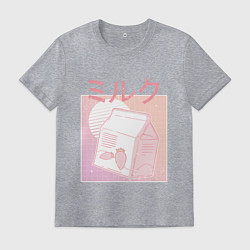 Футболка хлопковая мужская Vaporwave Strawberry Milk, цвет: меланж