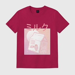 Футболка хлопковая мужская Vaporwave Strawberry Milk, цвет: маджента