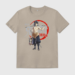 Футболка хлопковая мужская Иноске Хашибира Kimetsu no Yaiba, цвет: миндальный