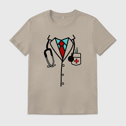 Футболка хлопковая мужская Медицинский работник, цвет: миндальный