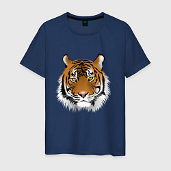 Футболка хлопковая мужская Тигр, цвет: тёмно-синий