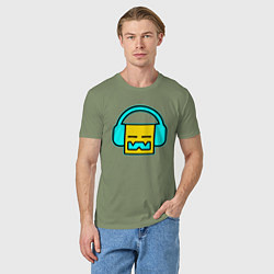 Футболка хлопковая мужская Geometry Dash: Music, цвет: авокадо — фото 2