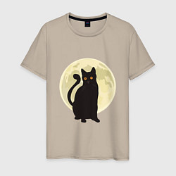Футболка хлопковая мужская Moon Cat, цвет: миндальный