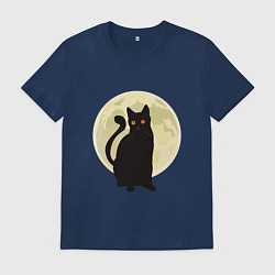 Футболка хлопковая мужская Moon Cat, цвет: тёмно-синий