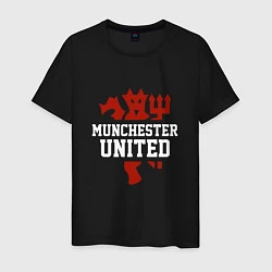 Футболка хлопковая мужская Manchester United Red Devils, цвет: черный