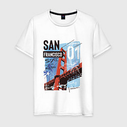 Футболка хлопковая мужская Сан-Франциско, цвет: белый