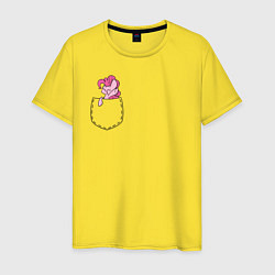 Футболка хлопковая мужская Pinkie Dance в кармане, цвет: желтый