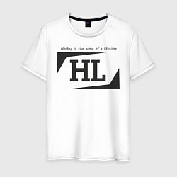 Футболка хлопковая мужская Hockey life HL logo, цвет: белый