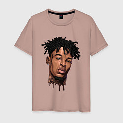Футболка хлопковая мужская 21 Savage, цвет: пыльно-розовый