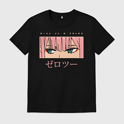 Футболка хлопковая мужская Darling in the Franxx 02 глаза, цвет: черный