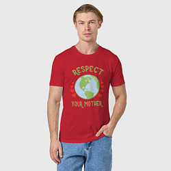 Футболка хлопковая мужская Respect Earth, цвет: красный — фото 2