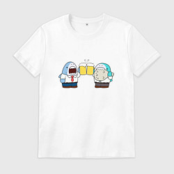 Футболка хлопковая мужская SHARK & BEER, цвет: белый