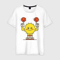 Футболка хлопковая мужская Sun Basketball, цвет: белый