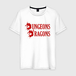 Футболка хлопковая мужская Dungeons and Dragons Драконы, цвет: белый