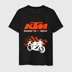 Футболка хлопковая мужская KTM MOTORCYCLES КТМ МОТОЦИКЛЫ, цвет: черный