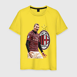 Футболка хлопковая мужская Zlatan Ibrahimovic Milan Italy, цвет: желтый