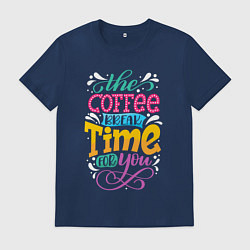 Футболка хлопковая мужская Coffee Time, цвет: тёмно-синий