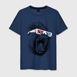 Футболка хлопковая мужская Дикая горилла, цвет: тёмно-синий