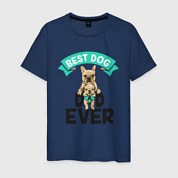 Футболка хлопковая мужская Best Dog, Dad Ever, цвет: тёмно-синий