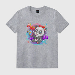 Футболка хлопковая мужская Милая Панда Cute panda, цвет: меланж