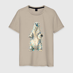 Футболка хлопковая мужская Белый медведь, цвет: миндальный