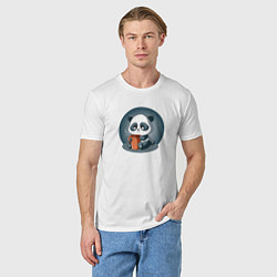 Футболка хлопковая мужская Панда с кружкой кофе, цвет: белый — фото 2