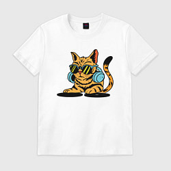 Футболка хлопковая мужская DJ Cat, цвет: белый