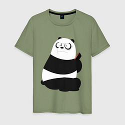 Футболка хлопковая мужская Возмущенная панда, цвет: авокадо